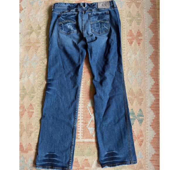 Vintage Y2K A/X Armani Exchange Jeans Women 12 R 32x32 Boot Low Rise Distressed - Picture 2 of 10